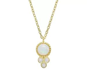 שרשרת זהב עם אבן חן אופל ושלושה זירקונים - אופל (בקופסת מתנה מהודרת)