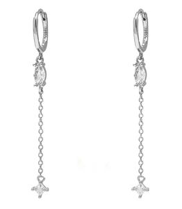 זוג עגילי חישוק שרשרת מכסף - ג