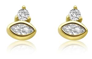 זוג עגילים צמודים מצופי זהב 