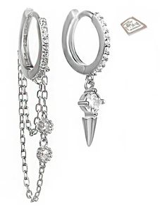 סט 3 עגילים מכסף עם זירקונים - מילה (בקופסת מתנה מהודרת)