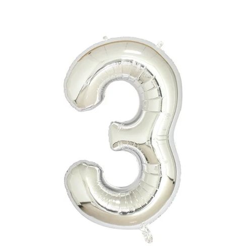 בלון ספרה 3 כסף 50'' 