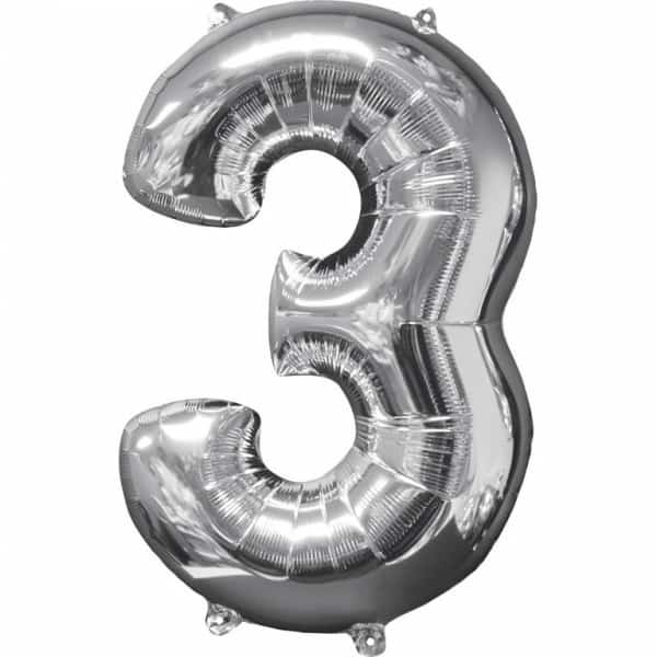 בלון מיילר ספרה 3 כסף 34"