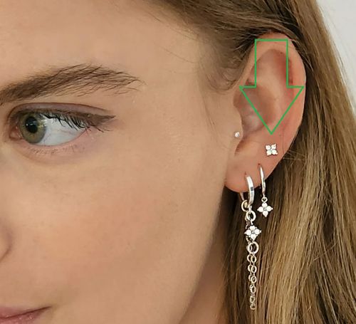 זוג עגילי תלתן צמודים מכסף עם זירקונים - אורי (בקופסת מתנה מהודרת)