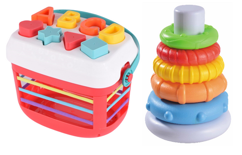 מארז דלי התאם צורה מיתרים לימודי צבעים ומגדל טבעות