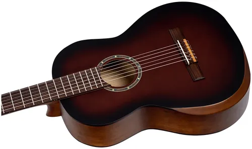 גיטרה קלאסית בגודל מלא עם זווית ליד ימין Ortega R55DLX Burbon Fade
