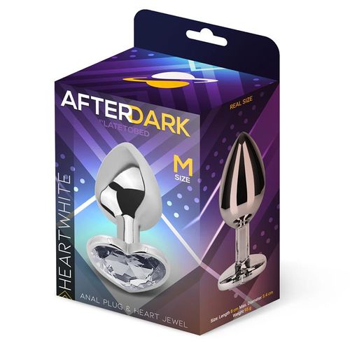 פלאג אנאלי ממתכת בגודל מדיום בעיצוב לב Afterdark  - Diamond White