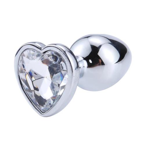 פלאג אנאלי ממתכת בגודל S בעיצוב לב Afterdark  - Diamond White