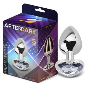 פלאג אנאלי ממתכת בגודל S בעיצוב לב Afterdark - Diamond White