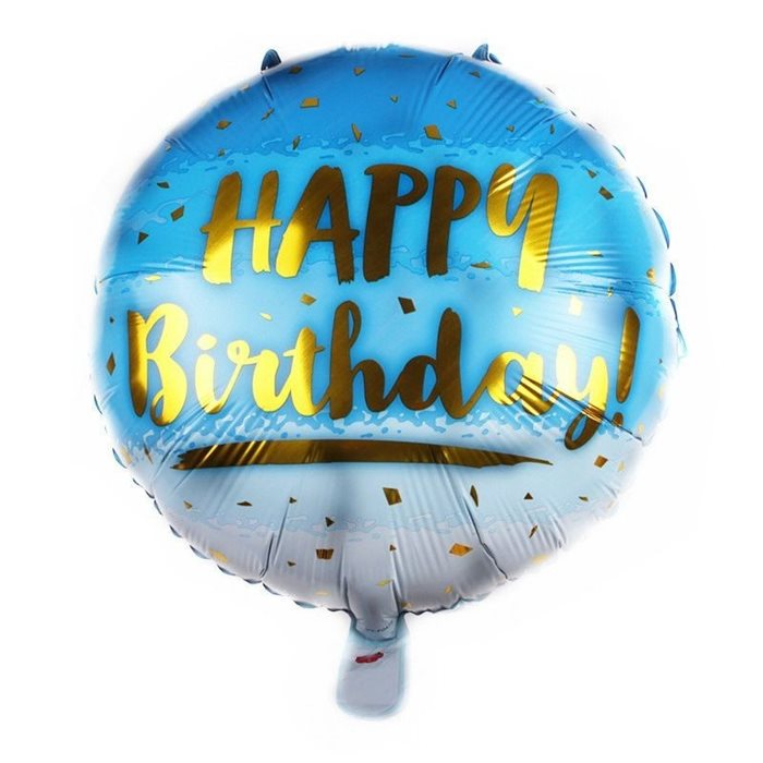 בלון מיילר עגול 18" אומברה כחול HBD זהב