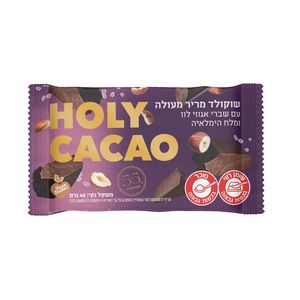 חטיף שוקולד מריר עם אגוזי לוז ומלח הימלאיה 55% קקאו 40 גרם