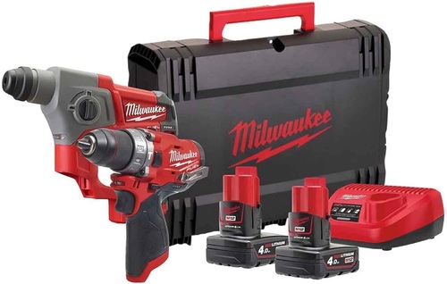 פטישון + מברגת פוטר 12V fuel כולל סוללות 4AH מבית Milwaukee