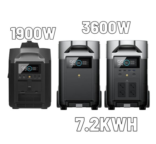 קיט תחנת כח ניידת ECOFLOW DELTA3600PRO + תא הרחבה + גנרטור חכם