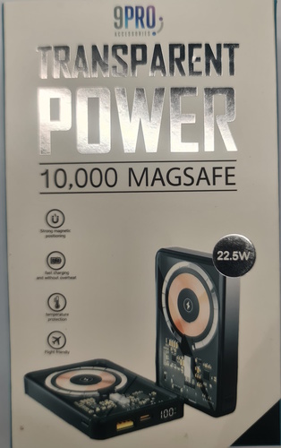 סוללת גיבוי 9Pro Transparent Power 10,000 Magsafe - שקוף