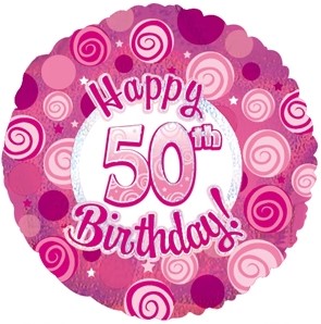 בלון 18" HAPPY 50TH BIRTHDAY ורוד 