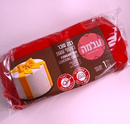  בצק סוכר אדום 1 קילו עלמה