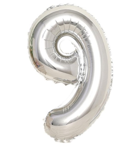 בלון 40" ספרה 9 כסף 