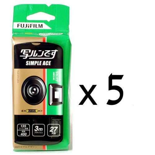 מארז 5 מצלמות FUJI חד פעמי 27 תמונות עם פלש