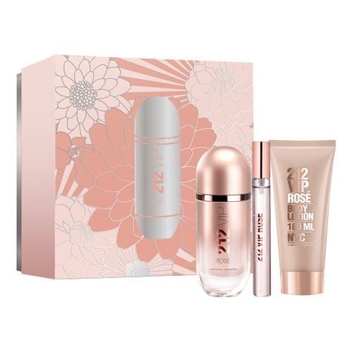 Carolina Herrera 212 Vip Rose Gift Set EDP 80ML + 10ML + 100ML Body Lotion מארז קרולינה הררה 212 ויאיפי רוז לאישה