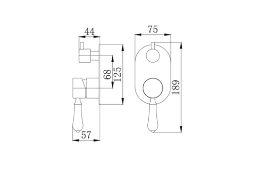 אינטרפוץ 4 דרך - ידית חרס לבנה ניקל מוברש