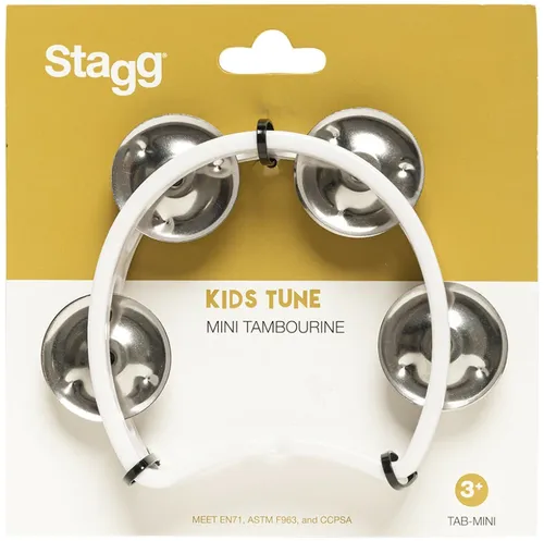 מיני טמבורין עם 4 צלצלים וידית אחיזה בצבע לבן Stagg