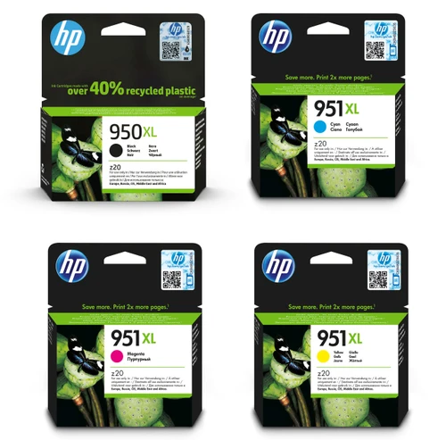 סט 4 ראשי דיו מקוריים HP 950XL-951XL T0A82AA (הספק 2,300 דף בשחור ו-1,500 דף בכל צבע)