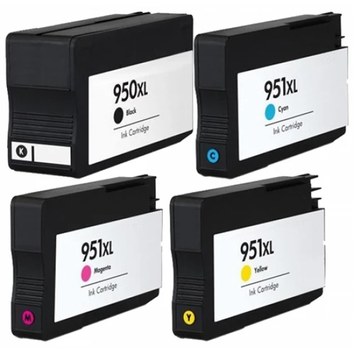 סט 4 ראשי דיו תואמים פרימיום HP 950XL-951XL T0A82AA (הספק 2,300 דף בשחור ו-1,500 דף בכל צבע)