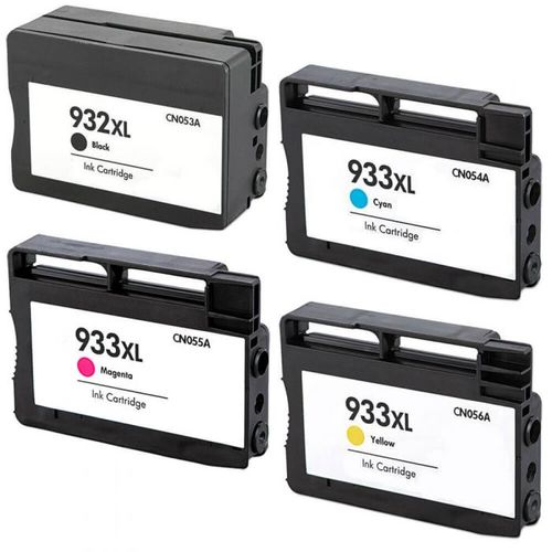סט 4 ראשי דיו תואמים פרימיום HP 932XL-933XL T0A80AA (הספק 1,000 דף בשחור ו-825 דף בכל צבע)