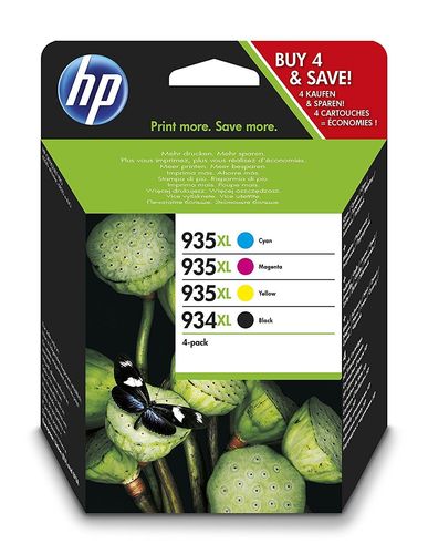 סט 4 ראשי דיו מקוריים HP 934XL-935XL X4E14AE (הספק 1,000 דף בשחור ו-825 דף בכל צבע)