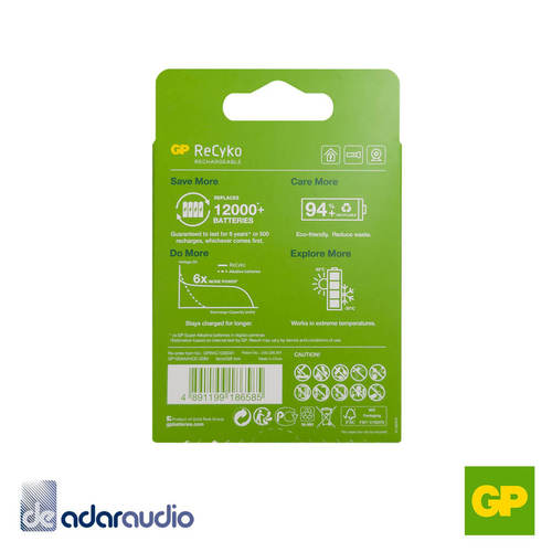 4 סוללות נטענות GP ReCyko AAA4 1.2v