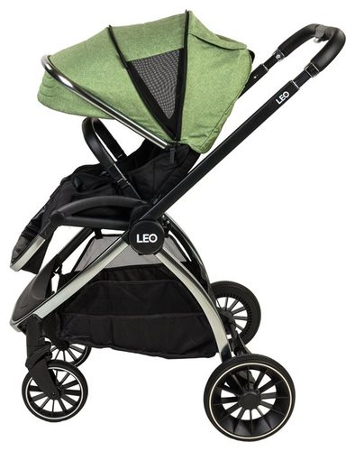 עגלת תינוק LEO+ כרום ריפוד שחור