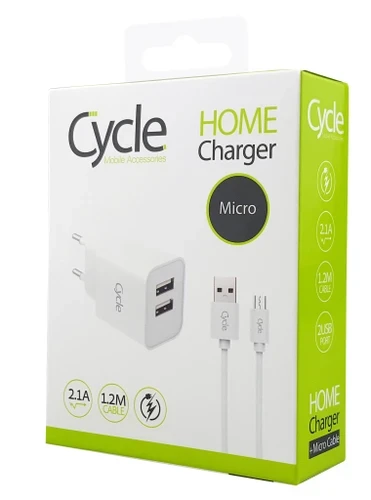 מטען קיר Cycle CYH2.1A-M עם 2 יציאות USB + כבל Micro