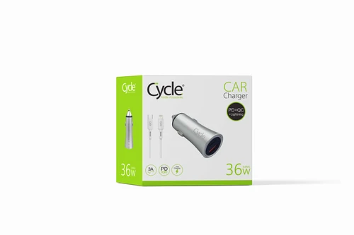 מטען רכב מהיר Cycle CYCPD-L עם יציאת USB בתקן QC3.0 36W + כבל Lightning