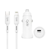 מטען רכב מהיר Cycle CYCPD20W-L עם יציאת USB בתקן 3A 20W + כבל Lightning/אייפון