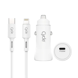 מטען רכב מהיר Cycle CYCPD20W-L עם יציאת USB בתקן 3A 20W + כבל Lightning/אייפון