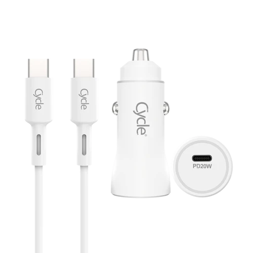 מטען רכב מהיר Cycle CYCPD20W-T עם יציאת USB בתקן 3A 20W + כבל Type-C