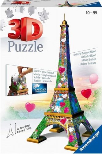 פאזל תלת מימד 216 חלקים מבית Ravensburger - מגדל אייפל לבבות