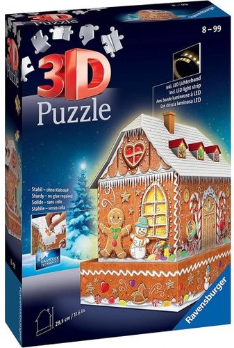 פאזל תלת מימד 216 חלקים מבית Ravensburger - בית הממתקים מואר