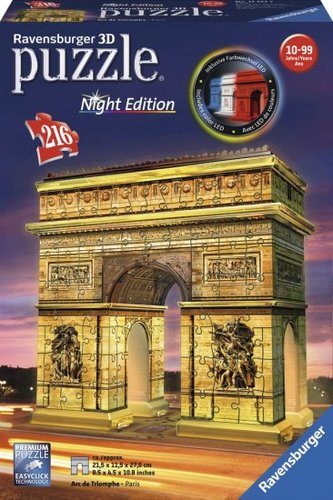 פאזל תלת מימד 216 חלקים מבית Ravensburger - שער הניצחון בפריז מואר