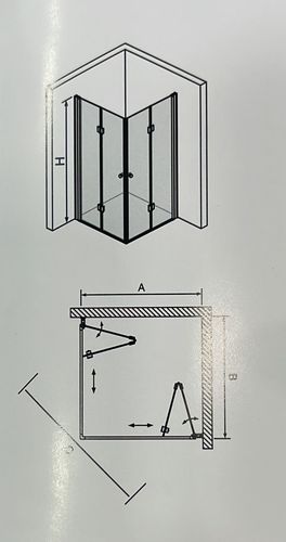 מקלחון אקורדיון פינתי PLATINUM זהב (87.5-89.5)(77.5-79.5)