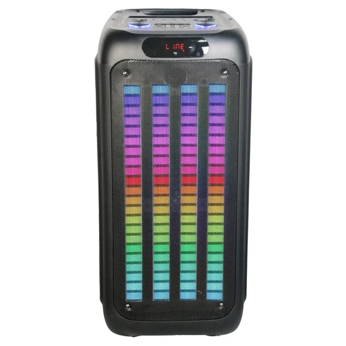 בידורית קריוקי KTS-1755 60W עוצמתית 8 אינץ׳ עם תאורת RGB + מיקרופון אלחוטי ושלט רחוק