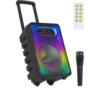 בידורית קריוקי נגררת Greatnice GTS-1593 30W עוצמתית 12 אינץ׳ עם תאורת RGB + מיקרופון חוטי ושלט רחוק