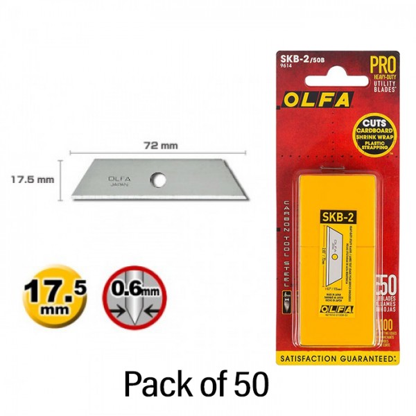 להבי טרפז לסכין בטיחות דגם: SKB-2/50B 50PC OLFA
