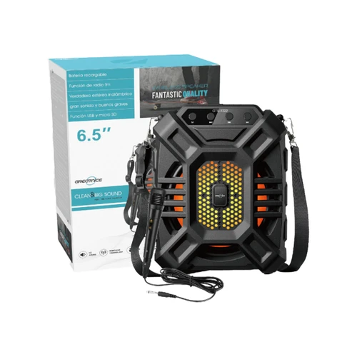 בידורית קריוקי Greatnice GTS-1222 10W קומפקטית 6.5 אינץ׳ עם תאורת RGB + מיקרופון חוטי