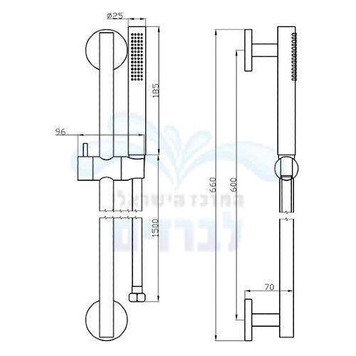 חמת 801908F16S | ערכה (מוט) לאמבטיה חמת דגם שירה 801908כרום מוברש F16S HAMAT
