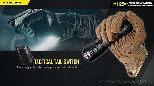 פנס יד נטען 1300 לומן MH25 V2 למרחק 475 מ' NITECORE