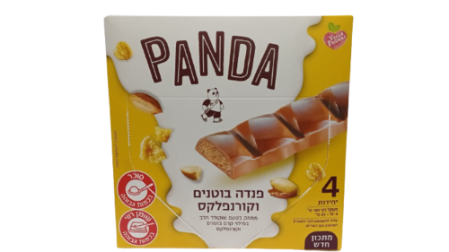 מארז רביעיית חטיפי פנדה בטעם שוקולד חלב במילוי קרם בוטנים וקורנפלקס 180 גרם