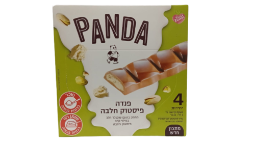 מארז רביעיית חטיפי פנדה בטעם שוקולד חלב במילוי קרם פיסטוק וחלבה 180 גרם