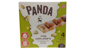 מארז רביעיית חטיפי פנדה בטעם שוקולד חלב במילוי קרם פיסטוק וחלבה 180 גרם