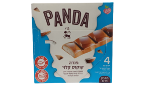 מארז רביעיית חטיפי פנדה בטעם שוקולד חלב במילוי קרם קוקוס ושבבי קוקוס מקורמל 180 גרם