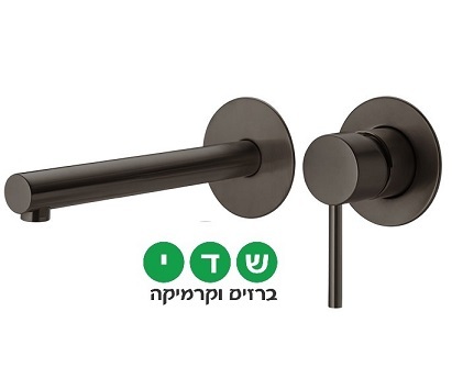חמת ברז קיר פיה ארוכה סדרת מצדה דגם 305202GM גוון שחור מוברש| יש לרכוש גוף פנימי בנפרד